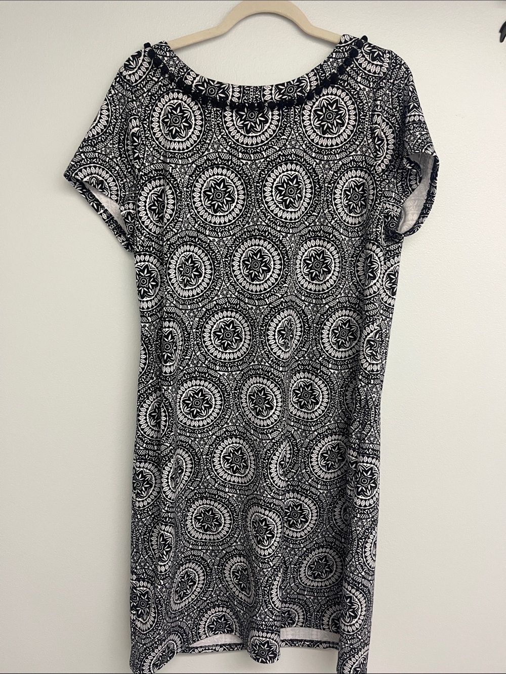 Talbots Black and White Printed Dress